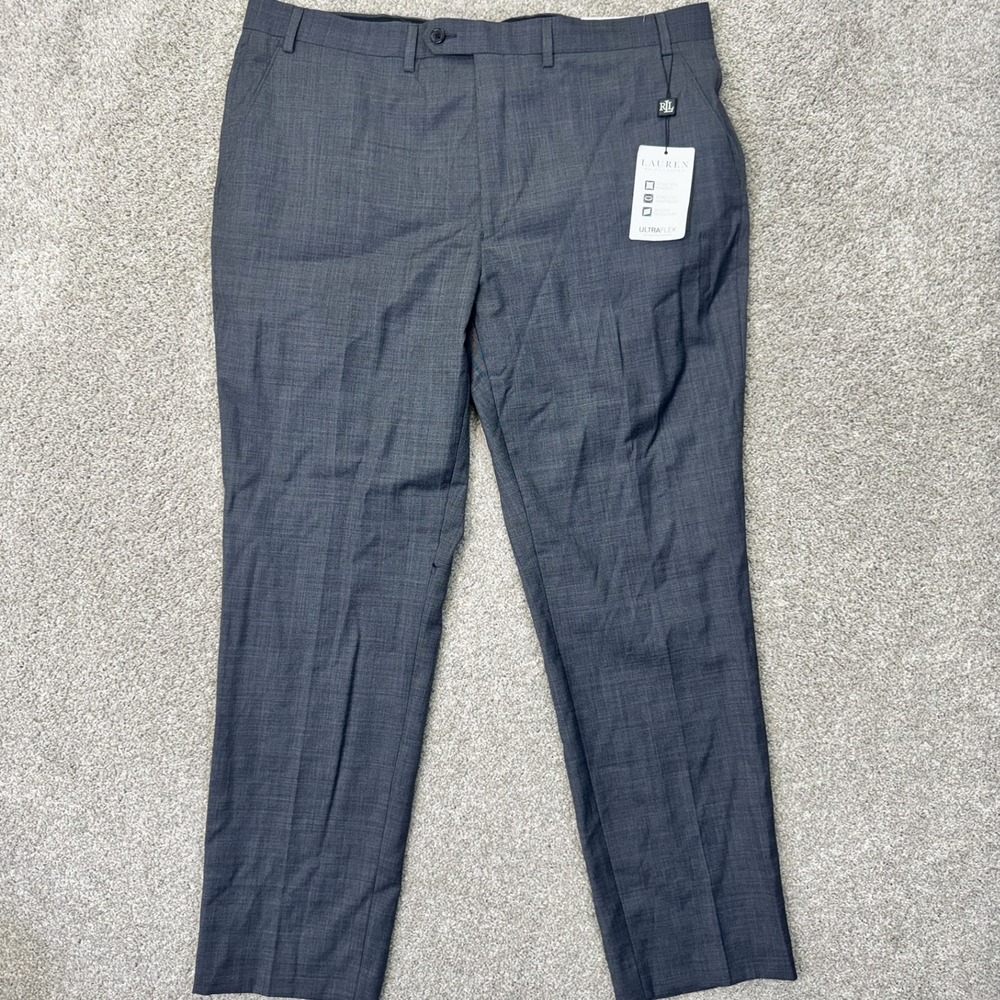 Lauren Ralph Lauren Suit Trouser Men 40x32 Edgewood Grey Wool Ultraflex NEW